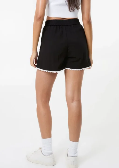 Pink Vanilla Black Lace Trim Stripe Shorts