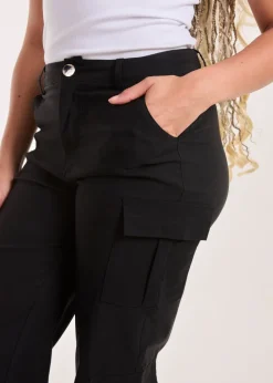 Pink Vanilla Black Pocket Detail Wide Leg Cargo Pants