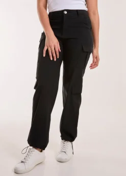 Pink Vanilla Black Pocket Detail Wide Leg Cargo Pants