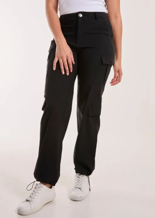 Pink Vanilla Black Pocket Detail Wide Leg Cargo Pants