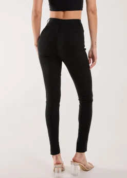 Pink Vanilla Black Slim Fit Seam Detail Trousers