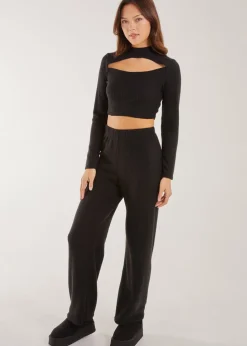 Pink Vanilla Black Soft Brushed Rib Flares