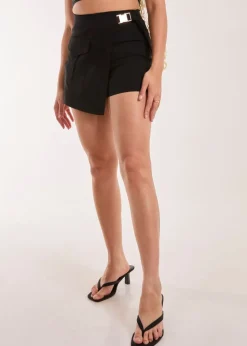Pink Vanilla Black Utility Belt Detail Wrap Skort