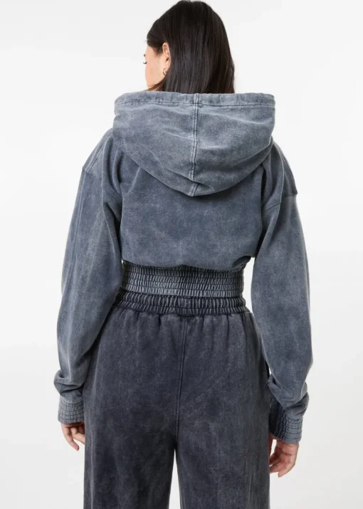 Pink Vanilla Black Wash Cropped Hoodie