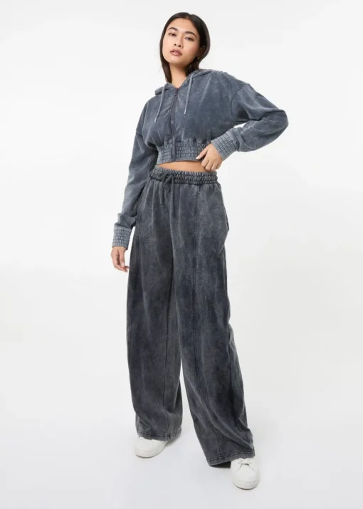 Pink Vanilla Black Wash Wide Leg Trousers