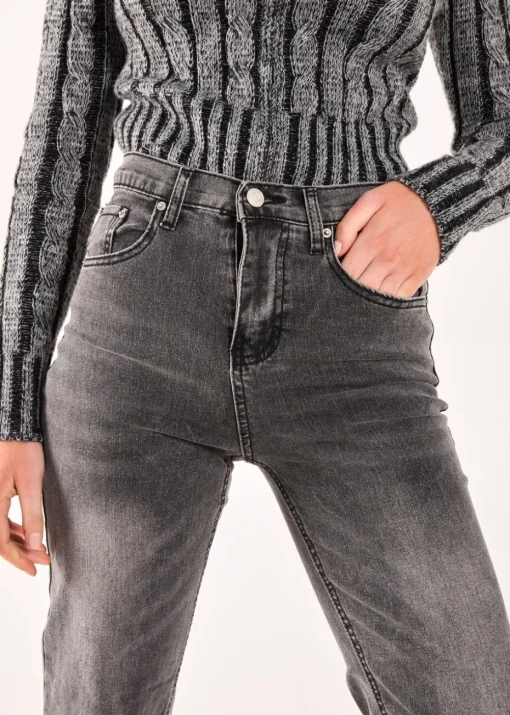 Pink Vanilla Black Washed Relaxed Fit High Waist Jeans