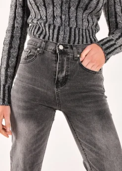 Pink Vanilla Black Washed Relaxed Fit High Waist Jeans
