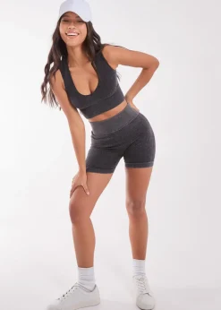 Pink Vanilla Black Washed Active Cycle Shorts