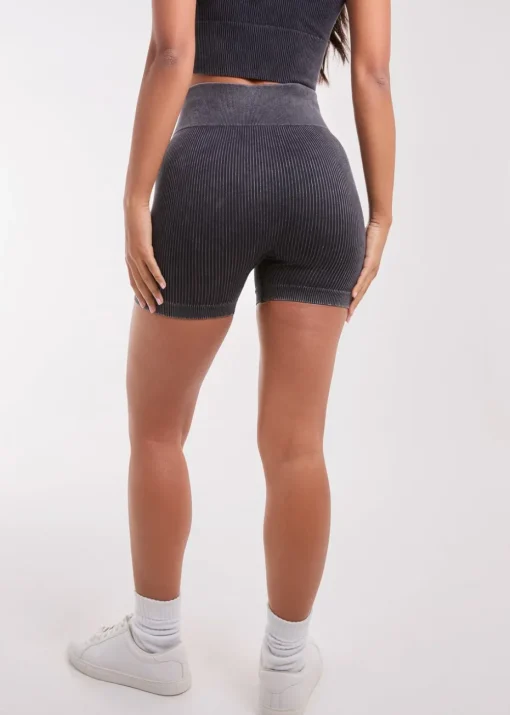 Pink Vanilla Black Washed Active Cycle Shorts