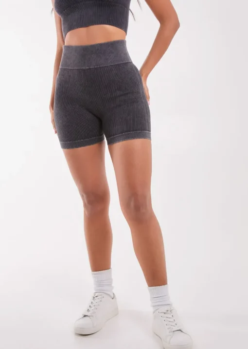 Pink Vanilla Black Washed Active Cycle Shorts