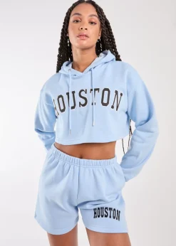 Pink Vanilla Blue Houston Cropped Hoodie