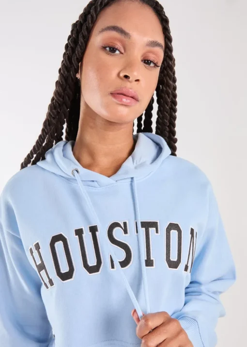 Pink Vanilla Blue Houston Cropped Hoodie