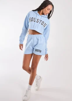 Pink Vanilla Blue Houston Cropped Hoodie