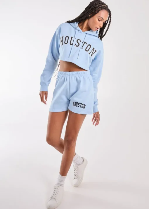 Pink Vanilla Blue Houston Cropped Hoodie