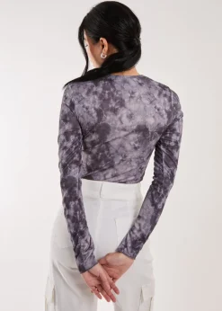 Pink Vanilla Blue Racer Washed Printed Long Sleeve Top