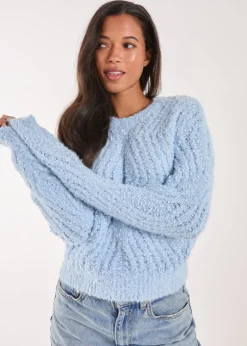Pink Vanilla Blue Zig Zag Detail Cropped Knit Jumper