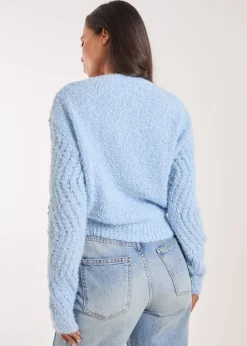 Pink Vanilla Blue Zig Zag Detail Cropped Knit Jumper