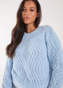 Pink Vanilla Blue Zig Zag Detail Cropped Knit Jumper