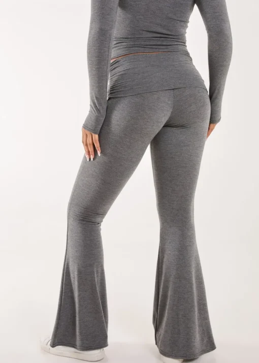 Pink Vanilla Charcoal Fold Over Waist Lounge Flares