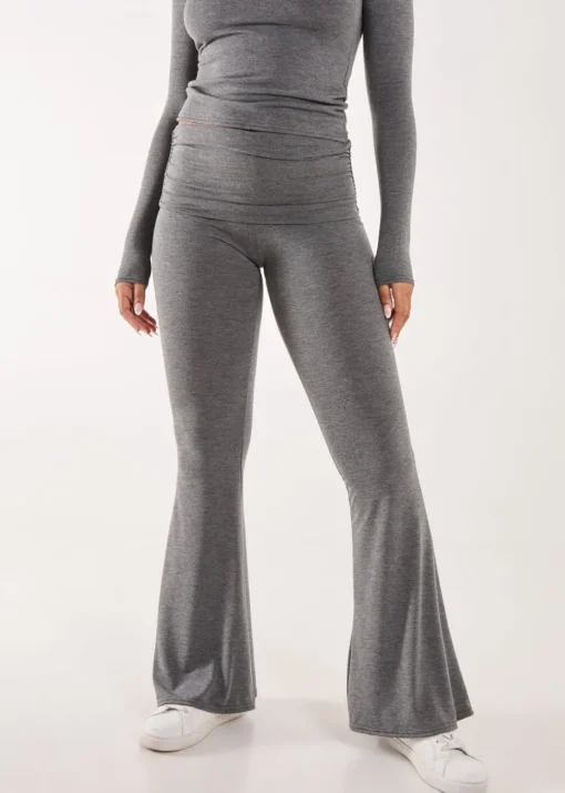 Pink Vanilla Charcoal Fold Over Waist Lounge Flares