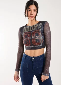 Pink Vanilla Charcoal Mesh Athleisure Long Sleeve Net Top