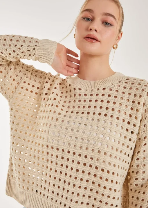 Pink Vanilla Crochet Knitted Sweatshirt