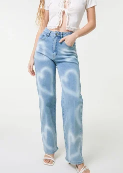 Pink Vanilla Denim Spray Heart Detail Jeans