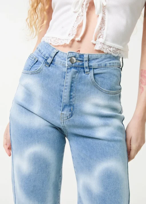Pink Vanilla Denim Spray Heart Detail Jeans