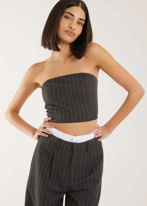 Pink Vanilla Grey Bandeau Crop Top