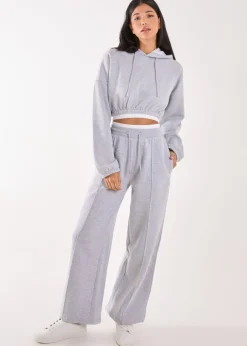 Pink Vanilla Grey Contrast Waist Band Wide Joggers
