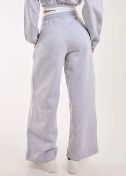 Pink Vanilla Grey Contrast Waist Band Wide Joggers