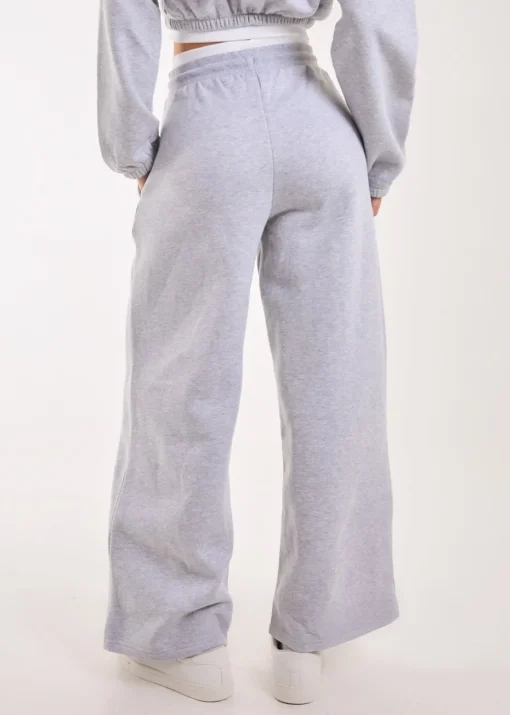 Pink Vanilla Grey Contrast Waist Band Wide Joggers