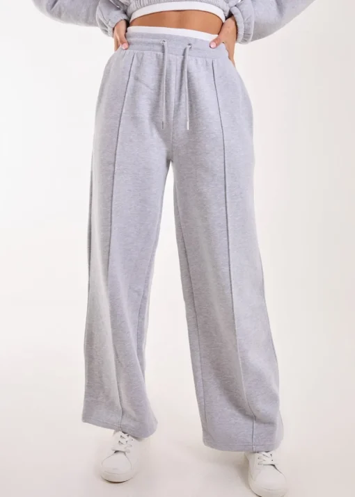 Pink Vanilla Grey Contrast Waist Band Wide Joggers