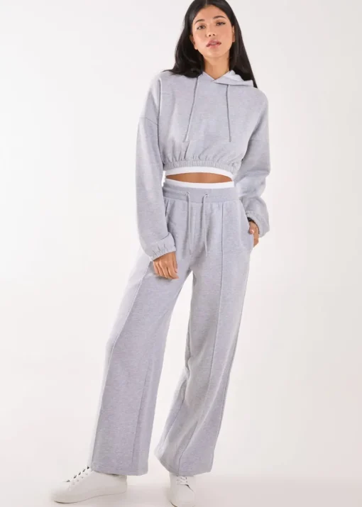 Pink Vanilla Grey Contrast Waist Band Wide Joggers