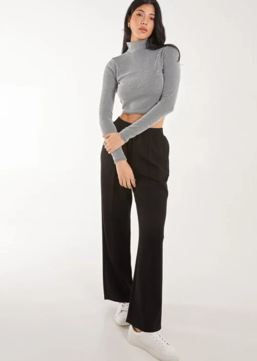 Pink Vanilla Grey High Neck Rib Top