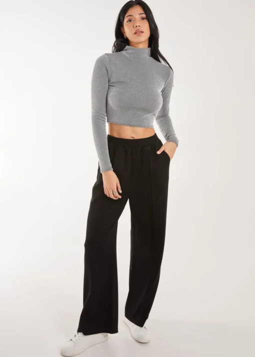 Pink Vanilla Grey High Neck Rib Top