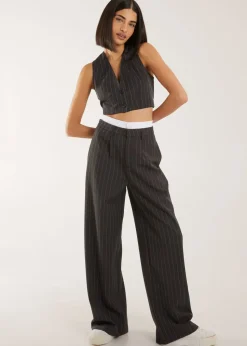 Pink Vanilla Grey Pinstripe Cropped Waistcoat