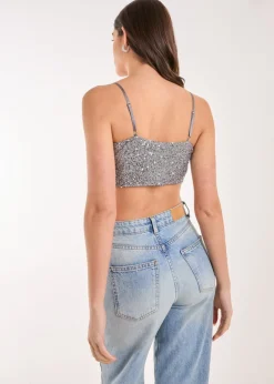 Pink Vanilla Grey Sequin Corset Top