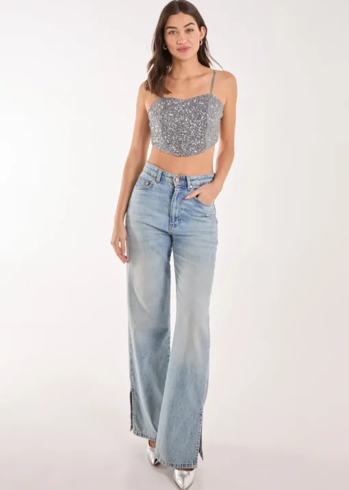 Pink Vanilla Grey Sequin Corset Top