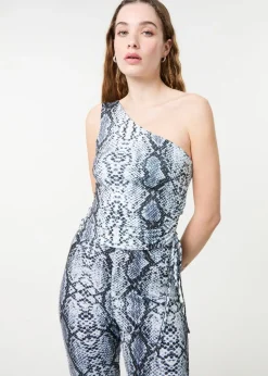 Pink Vanilla Grey Snake Asymmetric Top