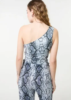 Pink Vanilla Grey Snake Asymmetric Top