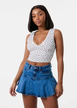 Pink Vanilla Ivory Cherry Lace Crop Top