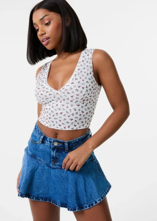 Pink Vanilla Ivory Cherry Lace Crop Top