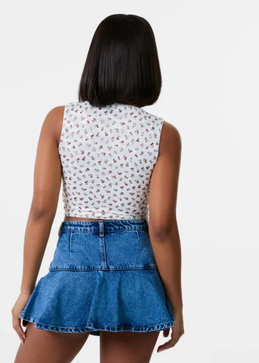 Pink Vanilla Ivory Cherry Lace Crop Top