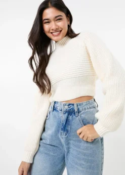 Pink Vanilla Ivory High Neck Knitted Jumper