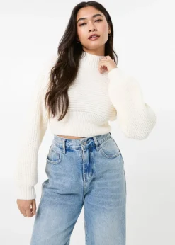 Pink Vanilla Ivory High Neck Knitted Jumper