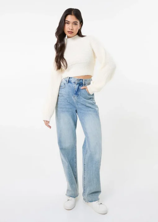 Pink Vanilla Ivory High Neck Knitted Jumper
