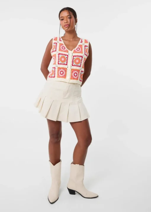 Pink Vanilla Multi Patchwork Crochet Waistcoat