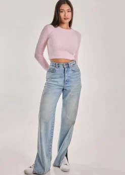 Pink Vanilla Pink Cropped Knit Rib Top
