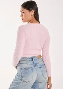 Pink Vanilla Pink Cropped Knit Rib Top